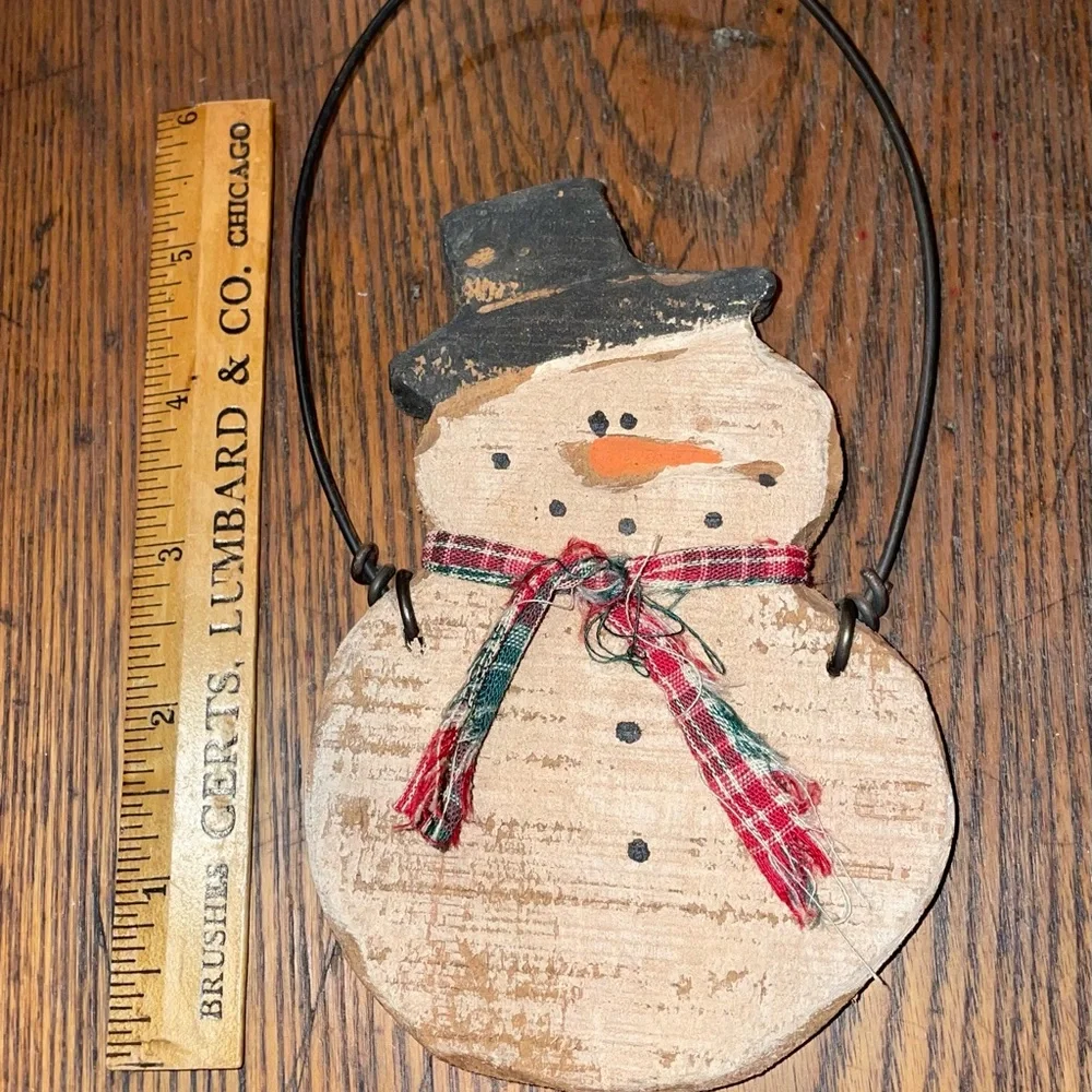 Hand Crafted Primitive Snowmen, Lot of Four, Cottagecore Winter Decor Rustic